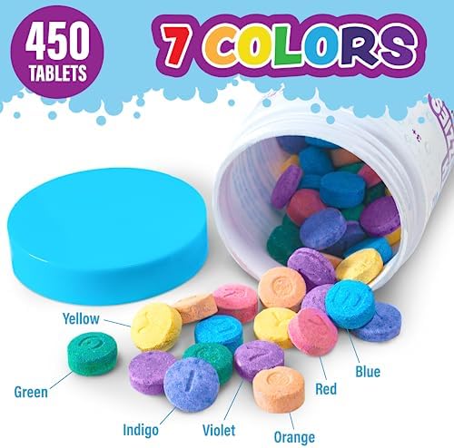 Tub Works® Fizzy Bath Color Tablets for Kids, 150 Count, 3 Pack | Nontoxic & Fragrance-Free | Color Bath Drops Create Fun Bath Colors | Water Tablets in 7 Colors for Variety | Bath Bombs for Kids Bath - Image 2
