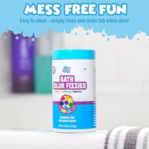 Tub Works® Fizzy Bath Color Tablets for Kids, 150 Count, 3 Pack | Nontoxic & Fragrance-Free | Color Bath Drops Create Fun Bath Colors | Water Tablets in 7 Colors for Variety | Bath Bombs for Kids Bath - Image 7