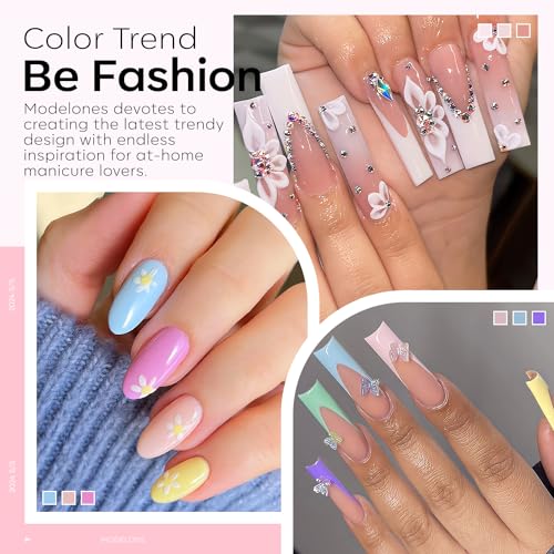 modelones Acrylic Powder, 6 Colors Pastel Pink Yellow Blue Purple Acrylic Nail Powder, Soft Macaron Tones for Spring Easter Acrylic Nail Art 3D Nail Carving French Nail Extension Gift for Women - Image 2