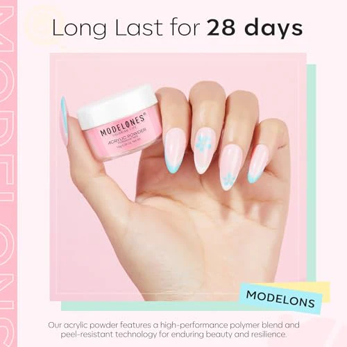 modelones Acrylic Powder, 6 Colors Pastel Pink Yellow Blue Purple Acrylic Nail Powder, Soft Macaron Tones for Spring Easter Acrylic Nail Art 3D Nail Carving French Nail Extension Gift for Women - Image 6