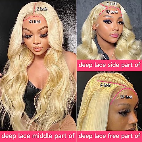 613 Lace Front Wig Human Hair 13x6 Transparent Lace, 613 Body Wave Lace Front Wig Human Hair, 200% Density Lace Front Wigs Human Hair Pre Plucked with Baby Hair Natural Hairline (26 Inch) - Image 2