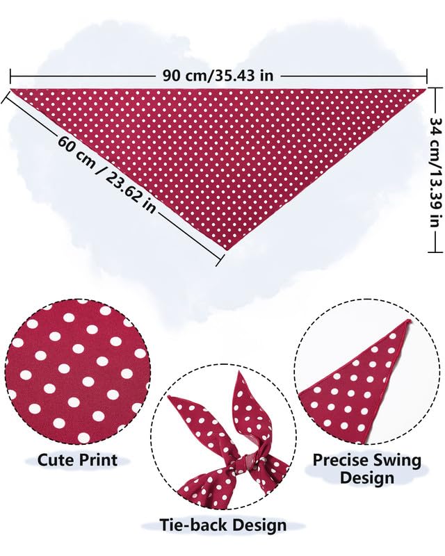 AWAYTR 3Pcs Hair Bandanas Head Kerchief for Women Girls Tie-Back Boho Hair Scarf Headband Bandana Triangle Head Scarf (Polka Dot - Red/Black/Dark Blue) - Image 2