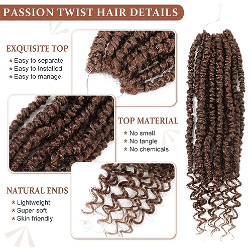 Passion Twist Hair,Pretwisted Crochet Hair 12 Inch,Passion Twist Crochet Hair 8 Packs Pretwisted Passion Twist Hair,Short Pre Looped Crochet Hair for Black Women(30#) - Image 3