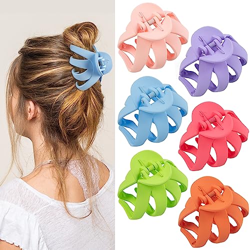 2.8 Medium Matte Hair Claw Clips for Thin Hair, 90' Strong Hold Non-slip Neutral Octopus Jumbo Hair Accessories for Women and Girls (Shiny)