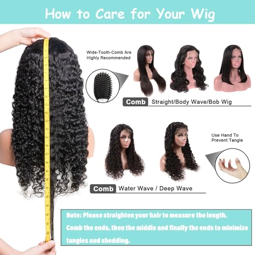 28Inch Deep Wave Lace Front Wigs Human Hair-13x4 HD Transparent Deep Wave Frontal Wigs Glueless Curly Wigs for Women 180% Density Curly Lace Front Wigs Human Hair Pre Plucked with Baby Hair - Image 5