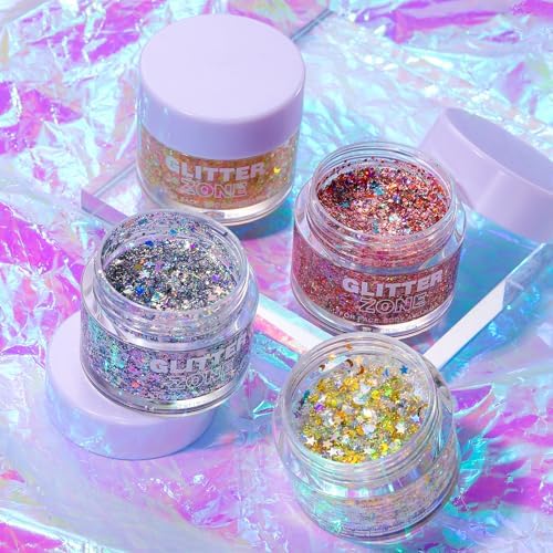 2 Pack Body Glitter Gel - Cosmetic-Grade, Color Changing Christmas Glitter Makeup for Face, Body, and Hair, Safe and Easy to Use, Perfect for Festivals Parties (01 Golden Mirage + 02 Stardust Pink) - Image 8