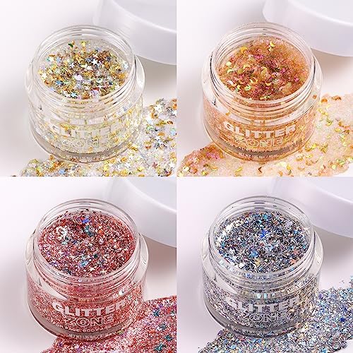 2 Pack Body Glitter Gel - Cosmetic-Grade, Color Changing Christmas Glitter Makeup for Face, Body, and Hair, Safe and Easy to Use, Perfect for Festivals Parties (01 Golden Mirage + 02 Stardust Pink) - Image 9