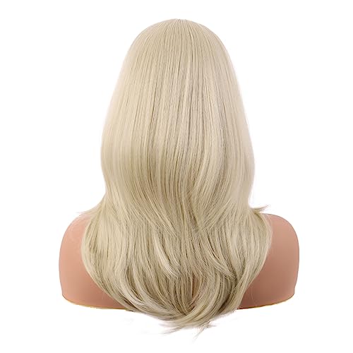 MapofBeauty 20 Inch/50 cm Long Layered With Bangs Straight Synthetic fiber Shoulder Length Hair for Daily Use or Party Wig (Blonde) - Image 4