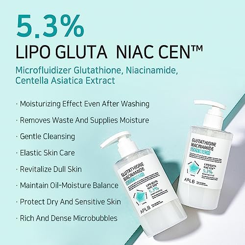 APLB Glutathione Niacinamide Body Wash | LIPO GLUTA NIAC CEN™ 5.3% 10.14 FL.OZ/Korean Skincare, Gentle Ingredients for The Safety of Your Skin, Long Lasting deep Moisture for Soft Skin - Image 3