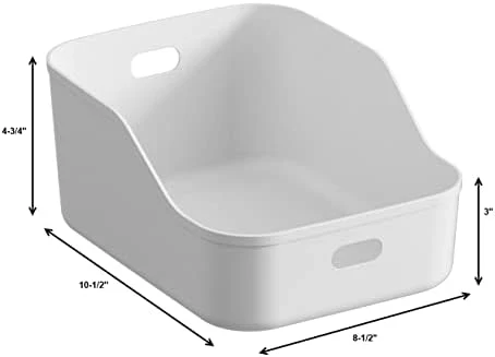 White Plastic Bins/Storage Organizers - Pantry Baskets, Bins for Shelves, Organizer and Storage for Bathroom, Bedrooms, Kitchens and More - Large Size (1 Pack) - Image 2