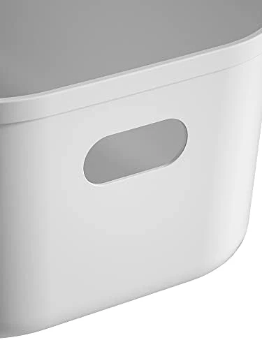 White Plastic Bins/Storage Organizers - Pantry Baskets, Bins for Shelves, Organizer and Storage for Bathroom, Bedrooms, Kitchens and More - Large Size (1 Pack) - Image 3
