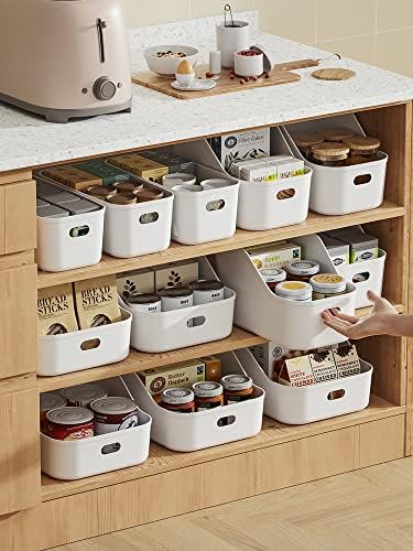 White Plastic Bins/Storage Organizers - Pantry Baskets, Bins for Shelves, Organizer and Storage for Bathroom, Bedrooms, Kitchens and More - Large Size (1 Pack) - Image 5