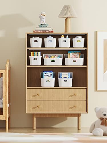 White Plastic Bins/Storage Organizers - Pantry Baskets, Bins for Shelves, Organizer and Storage for Bathroom, Bedrooms, Kitchens and More - Large Size (1 Pack) - Image 6