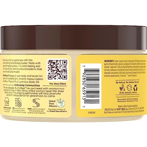 Burt's Bees Valentines Day Gifts, Shea + Tropical Fruit Indulgent Hand and Body Butter, Non-Greasy, Antioxidant Rich for Glowing Skin, Non-Irritating, Natural Origin Skin Care, 11 oz. - Image 16