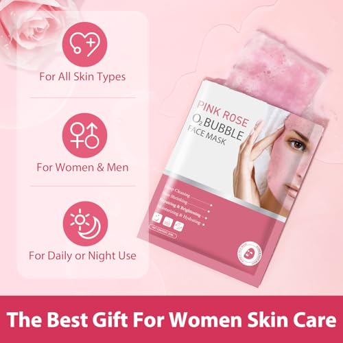 IREV Pack of 10 Pink Rose O2 Bubble Face Masks Skincare - Spa Gifts for Women - Bubble Face Sheet Mask Cleaner Foaming Purifying Facial Mask for Acne and Pores Moisturizing Beauty Sheet Masks - Image 8