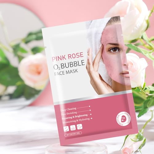 IREV Pack of 10 Pink Rose O2 Bubble Face Masks Skincare - Spa Gifts for Women - Bubble Face Sheet Mask Cleaner Foaming Purifying Facial Mask for Acne and Pores Moisturizing Beauty Sheet Masks - Image 9