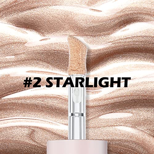 Erinde 2 Colors Liquid Highlighter and Blush Set, Natural Matte Face Blush, Natural Glossy Liquid Illuminator for Face and Body, Lightweight Blendable Silky Smooth Texture, Cruelty-free - Image 2