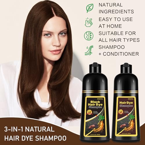 Instant Brown Hair Color Shampoo for Grey Coverage, 3-in-1 Natural Plant Dye for Women & Men, Long-Lasting Color in Minutes, Champu Para Canas - Image 2