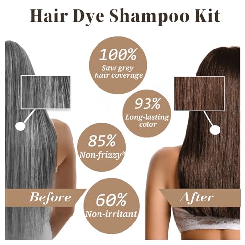 Instant Brown Hair Color Shampoo for Grey Coverage, 3-in-1 Natural Plant Dye for Women & Men, Long-Lasting Color in Minutes, Champu Para Canas - Image 3