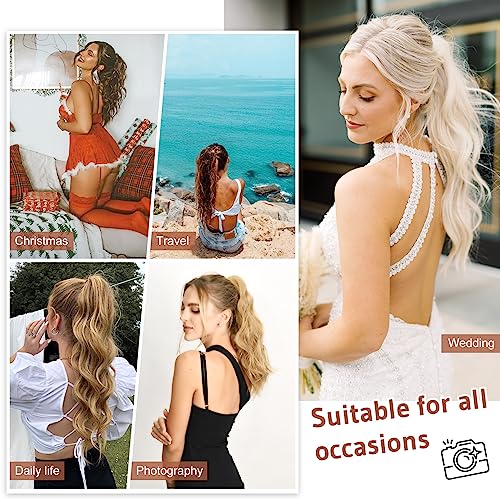Flufymooz Ponytail Extension, 18 Inch Claw Clip Ponytail Extension, Wavy Curly Claw Clip in Ponytail Hair Extensions, Fake Ponytail Synthetic Hairpiece for Women (Honey Blonde with Blonde Highlights) - Image 6