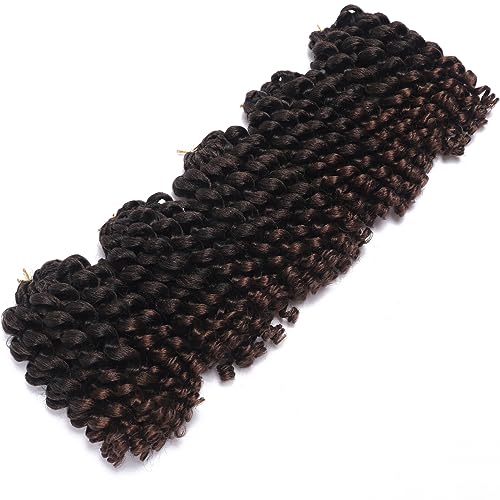 100 Strands Short Jamaican Bounce Crochet Hair 5 Packs Ringlet Wand Curl Crochet Hair 8 Inch Brown Ombre Bouncy Curly Crochet Brands Hair Extensions Crochet Braiding Hair - Image 6
