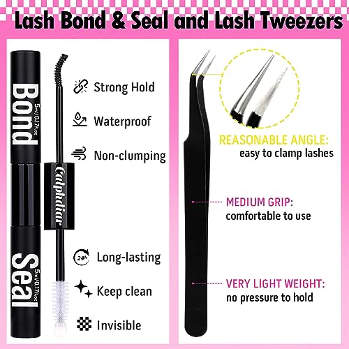 Lash Extension Kit 30D&50D Eyelash Extension Kit D Curl Lash Clusters Kit with Lash Bond and Seal 560 Pcs Natural Lashes Extension Kit with Lash Tweezers by Calphdiar (30D+50D-D-8-16MIX KIT) - Image 5