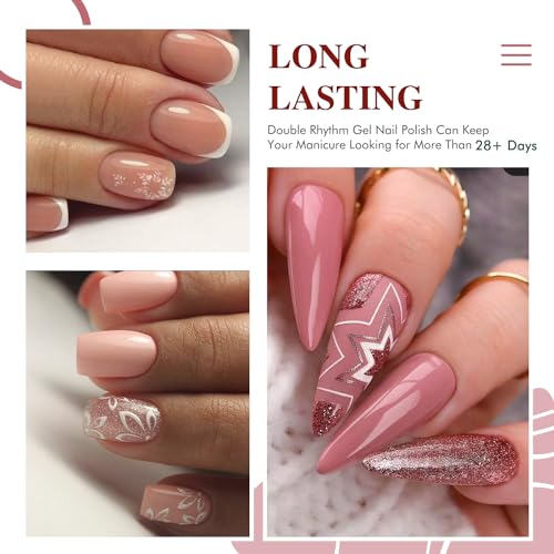 Double Rhythm Gel Nail Polish Set of 6 Colors Baby Light Pastel Milky Nail Polish Starter Kit Art DIY Salon Home (Natural Neutral Nude Pink,Kit 28) - Image 4