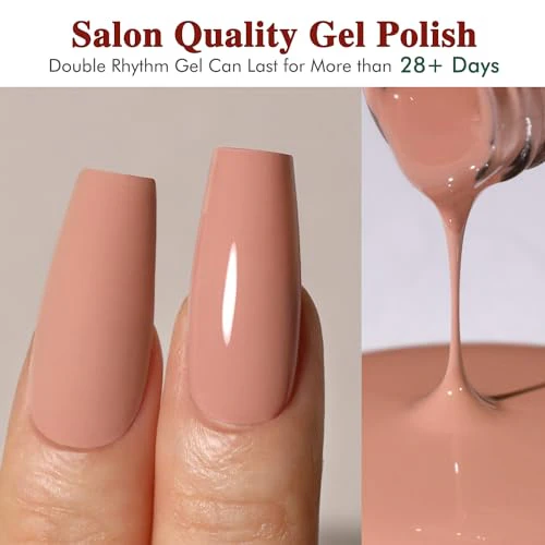 Double Rhythm Gel Nail Polish Set of 6 Colors Baby Light Pastel Milky Nail Polish Starter Kit Art DIY Salon Home (Natural Neutral Nude Pink,Kit 28) - Image 5
