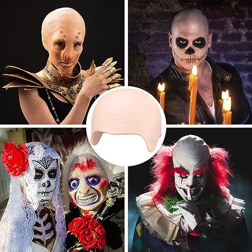 8 PCS Halloween Makeup Latex Bald Cap Think Bald Caps for Halloween Theme Party Cosplay for adults Women Men Bald Head Wig Cap Bald Hat Costume Accessory - Image 6