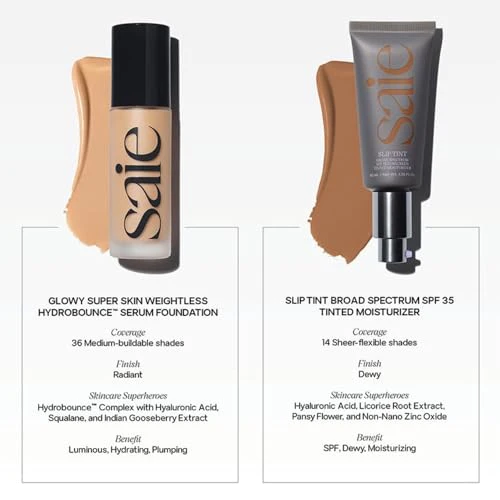 Saie Glowy Super Skin Tint Liquid Foundation - Hydrating Serum Foundation with Lightweight, Medium Coverage - Formulated with Hyaluronic Acid to Hydrate, Brighten and Plump - Shade 20 (1.01 oz) - Image 6