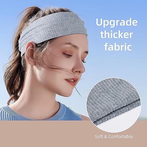 Headbands for Women Wide Non Slip Boho Head Bands Soft Elastic Thick Hairbands Fashion Workout Yoga Hair Accessories, 6 Pack - Image 5