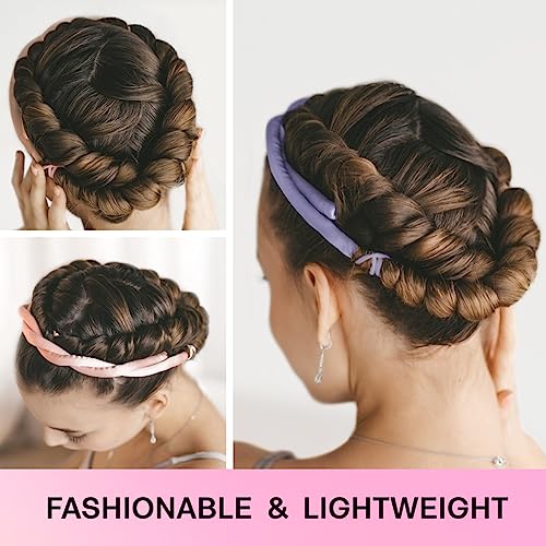 Lanzhire Heatless Curling Headband for Overnight Curls - No-Heat Curlers for Long and Short Hair (Purple Tie Dye) - Image 2