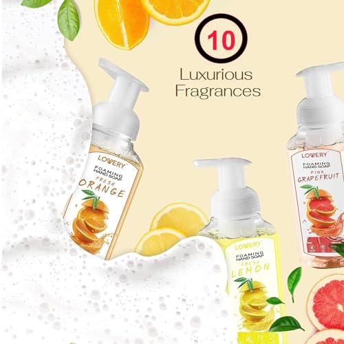 Foaming Hand Soap Pack of 10 - Moisturizing Hand Soap with Aloe Vera and Essential Oils - Alcohol-Free-Hand Wash in Citrus Blend, Lemon, Orange, Lime, Grapefruit Bath Soap Set - Image 2