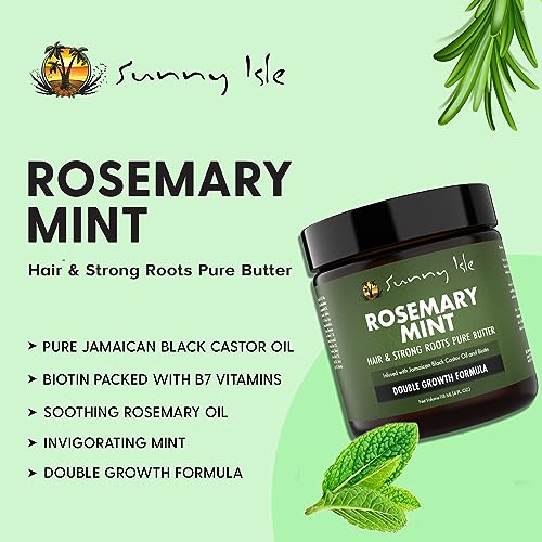 Sunny Isle Rosemary Mint Hair and Strong Roots Butter 4oz | Infused with Biotin & Jamaican Black Castor Oil | Strengthen and Nourish Hair | Dry Scalp, Split Ends - Image 5