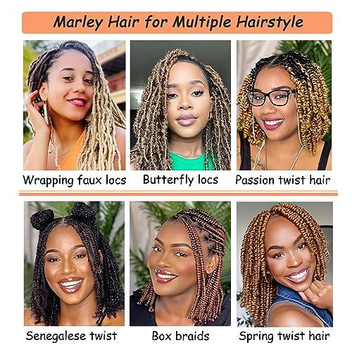 Marley Twist Braiding Hair, Pre-Separated Springy Afro Twist Hair Kinky Twist Crochet Hair Braids for Distressed Soft Locs Spring Twist Hair for Women (Bug#, 12 Inch(Pack of 8)) - Image 4