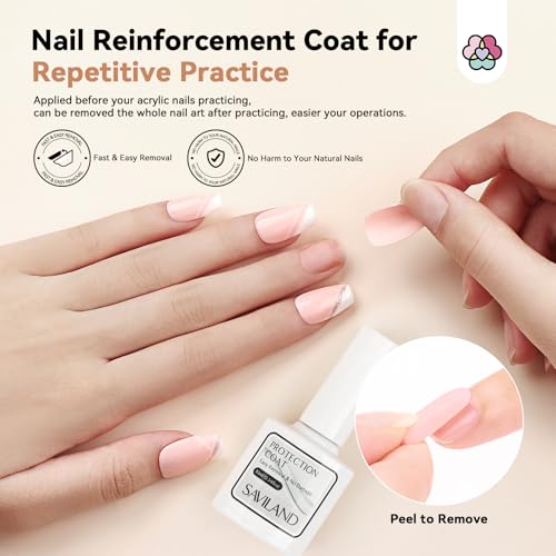 SAVILAND Acrylic Nail Kit with Essential Oils: 6 Colors Acrylic Powder and Acrylic Liquid with Practice Mat Acrylic Nail Set for beginners with Everything for Starter DIY Home Nails Art - Image 5