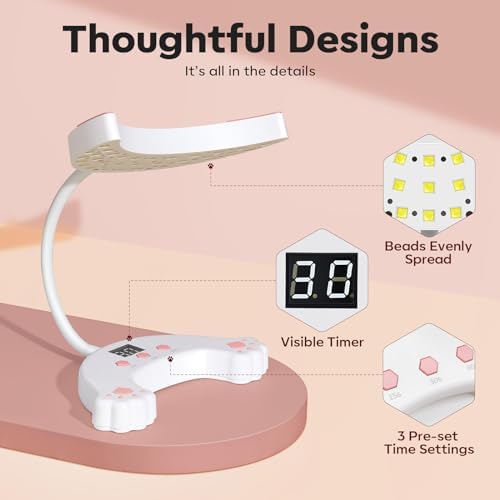 Modelones UV LED Nail Lamp, Gooseneck UV Lamp for Gel x Nails, 48 W Nail Light for Gel Nail Polish with 3 Timers and LCD Display, UV Light for Gel Nails, LED Nail Lamp for Fast Curing - Image 5