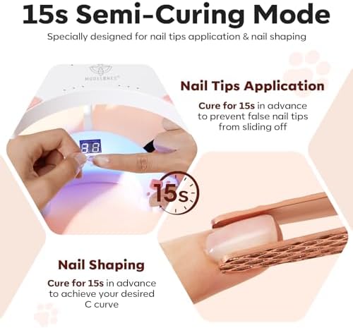 Modelones UV LED Nail Lamp, Gooseneck UV Lamp for Gel x Nails, 48 W Nail Light for Gel Nail Polish with 3 Timers and LCD Display, UV Light for Gel Nails, LED Nail Lamp for Fast Curing - Image 8