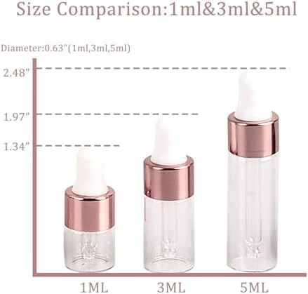 50 Pcs Sample Dropper Bottles, 3ml Mini Dropper Bottles with 2 Pcs Plastic Droppers for Traveling Essential Oils DIY Cosmetic Liquid Sample Perfume (Rose Gold) - Image 4