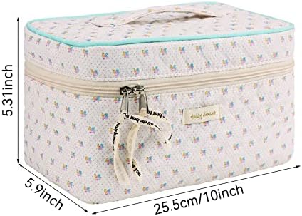 Makeup Bag Cosmetic Bag for Women,Cotton Large Travel Makeup Organizer Bag,Toiletry Bag for Women for Toiletries Accessories Brushes - Image 2