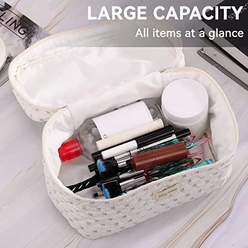 Makeup Bag Cosmetic Bag for Women,Cotton Large Travel Makeup Organizer Bag,Toiletry Bag for Women for Toiletries Accessories Brushes - Image 3