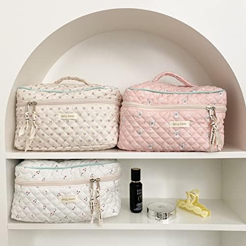 Makeup Bag Cosmetic Bag for Women,Cotton Large Travel Makeup Organizer Bag,Toiletry Bag for Women for Toiletries Accessories Brushes - Image 5