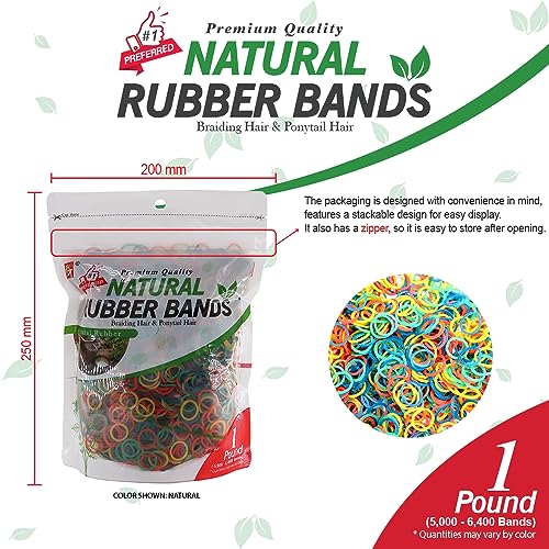 1 LB Rubber Bands Hair Band Soft Elastic Hair Accessories Braid Mini Hair Ties Stretchy Hair Ties No Damage Rubber Bands for Hair Made in Vietnam (Natural) - Image 2