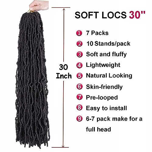 30 Inch Soft Locs Crochet Hair Pre Looped 7 Packs Wavy Faux Locs Crochet Braids for Natural Butterfly Locs Crochet Hair for Black Women (30 inch(pack of 7), 4#) - Image 2