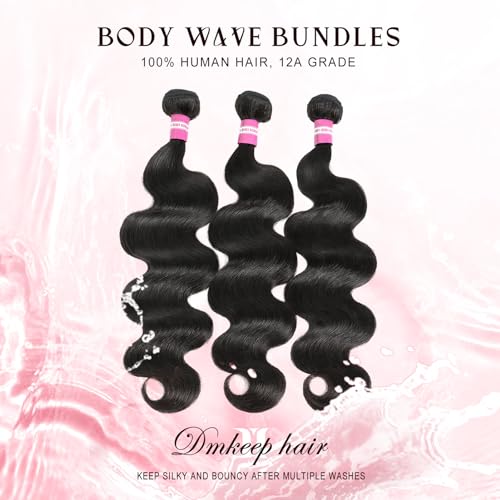 DMKEEP 12A Body Wave Bundles Human Hair 20 22 24 Inch Human Hair Bundles 100% Unprocessed Brazilian Raw Virgin Hair 3 Bundles Body Wave Weave Bundles Human Hair Natural Color - Image 2