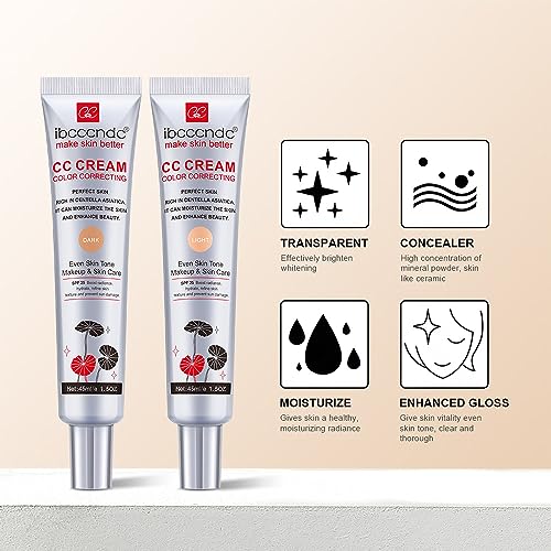 Color Correcting CC Cream with SPF 25, Coverage Lightweight Foundation, Hydrating Serum, Even Skin Tone Makeup and Skin Care, Boost Radiance, Refine Skin Texture, Avoid Sun Damage (LightLight, 1PCS) - Image 3