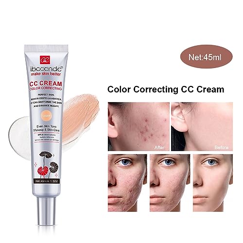 Color Correcting CC Cream with SPF 25, Coverage Lightweight Foundation, Hydrating Serum, Even Skin Tone Makeup and Skin Care, Boost Radiance, Refine Skin Texture, Avoid Sun Damage (LightLight, 1PCS) - Image 7