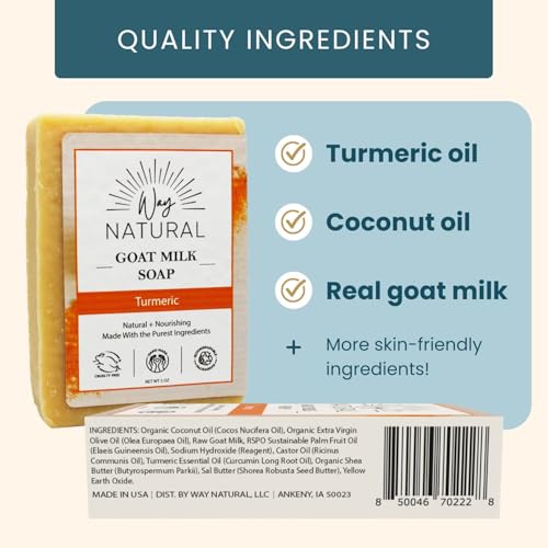 Turmeric Soap Bar (3 Pack) - Goat Milk Soap Bar, Natural Soap for Men & Women - Handmade Bar Soap w/Real Milk - Premium, No Dyes - (Large, 5oz) - Image 4