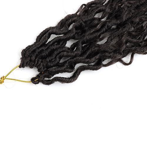 LMZIM 12 inch Goddess Locs Crochet Hair 8 Packs Faux Locs Crochet Hair for Black Women Pre Looped River Locs Crochet Hair with Curly Ends #4 - Image 5
