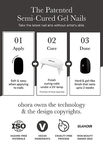 ohora Semi Cured Gel Nail Strips (N Silky Marble) - White, Patterned, Works with UV/LED Lamps, Salon-Quality, Easy to Apply & Remove - Valentine's Day Gel Nail Wraps, Stickers, Romantic Gift Ideas - Image 4